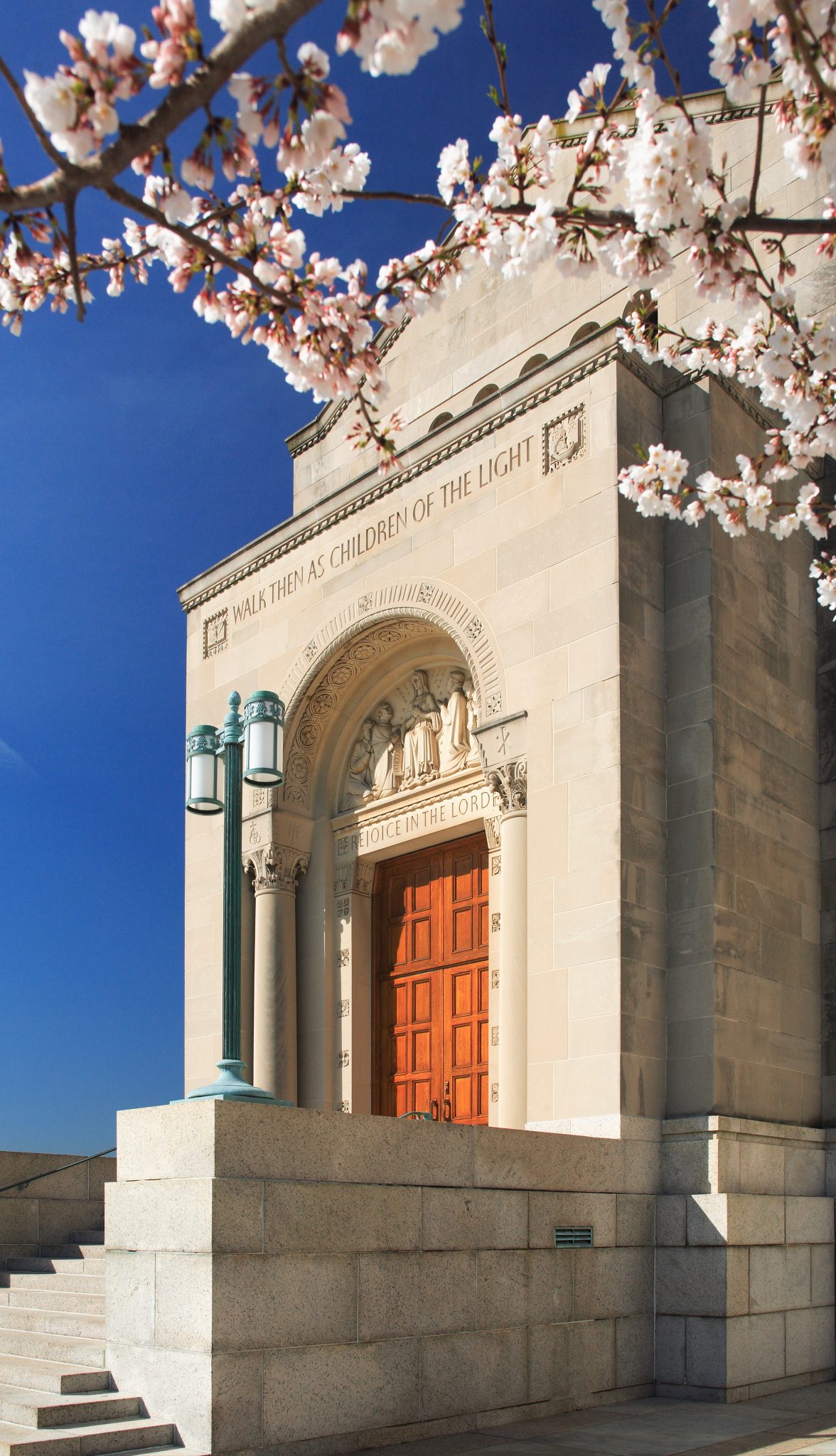 Basilica Exterior with Blossoms